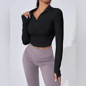 Black quarter zip active jacket